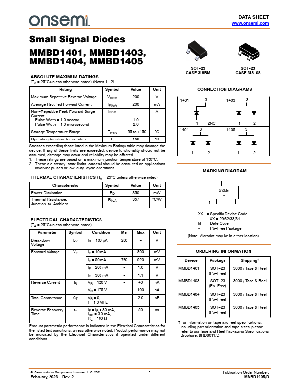 MMBD1405 ON Semiconductor