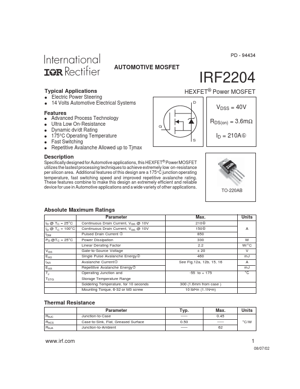IRF2204 International Rectifier