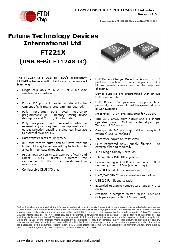 FT221XQ-x FTDI