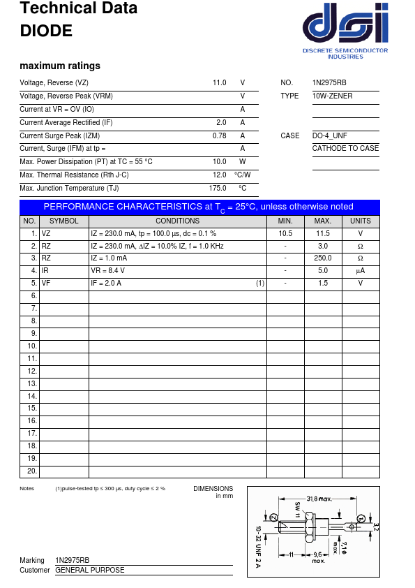 <?=1N2975RB?> डेटा पत्रक पीडीएफ