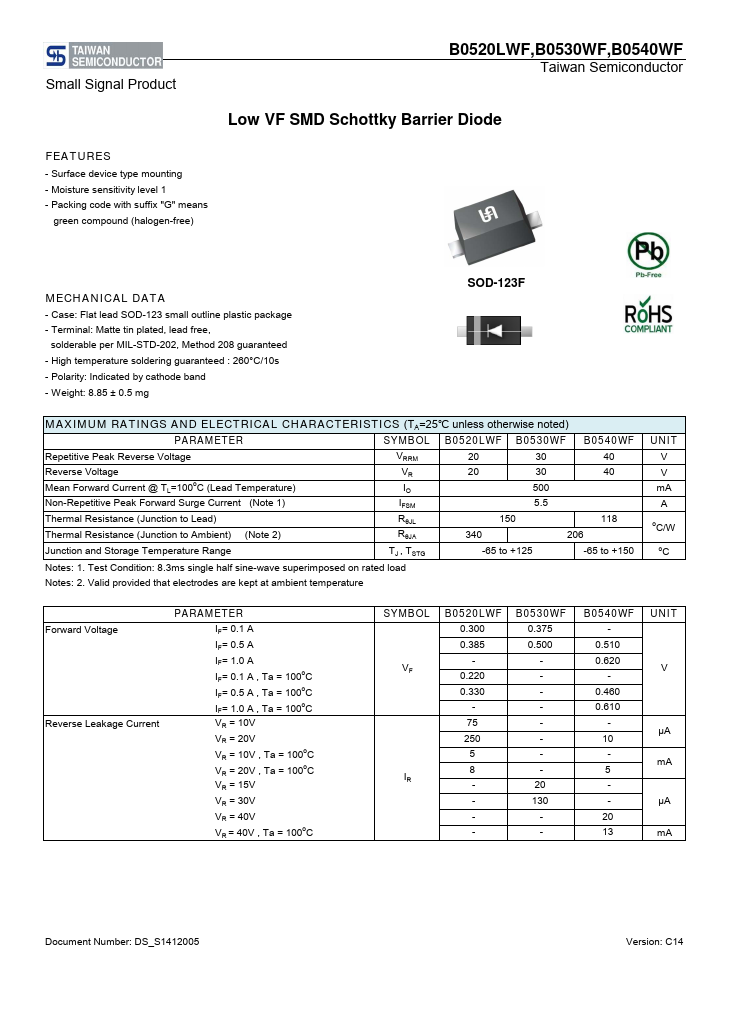 B0540WF Taiwan Semiconductor