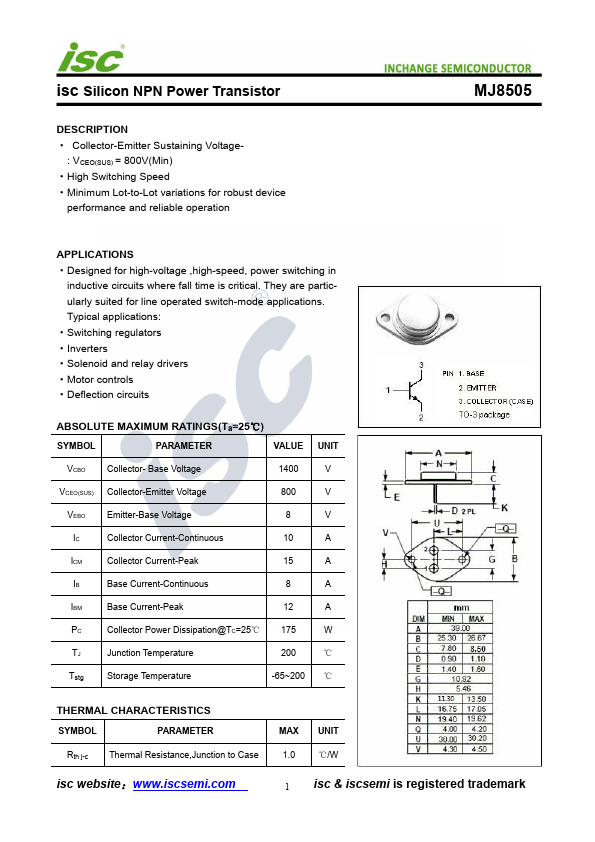 MJ8505 Inchange Semiconductor