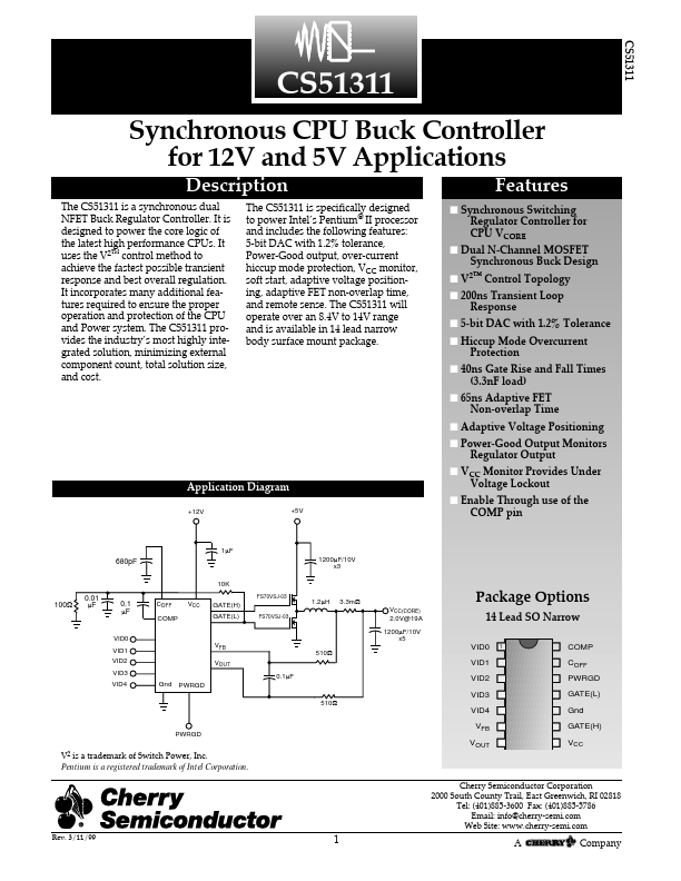 CS51311 Cherry Semiconductor Corporation