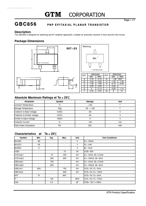 <?=GBC856?> डेटा पत्रक पीडीएफ