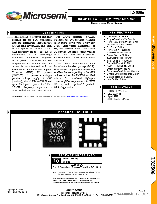 LX5506 Microsemi Corporation