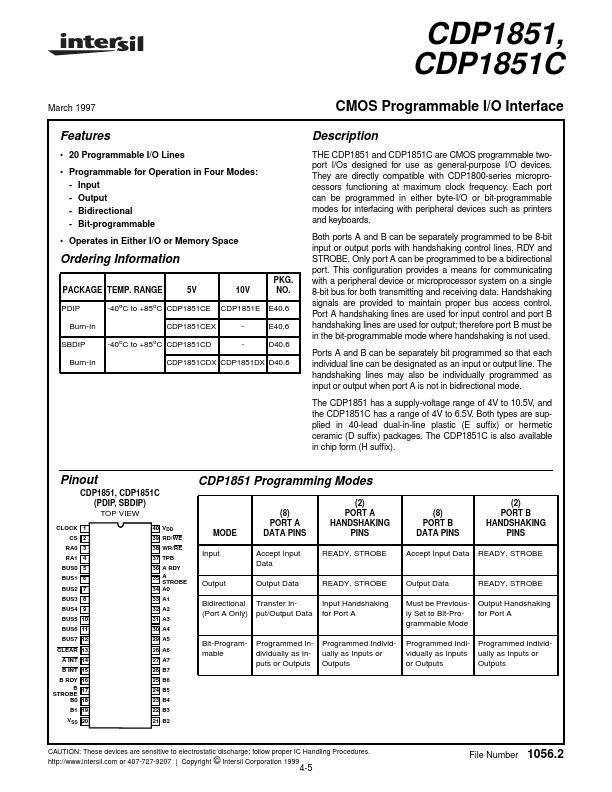 <?=CDP1851C?> डेटा पत्रक पीडीएफ