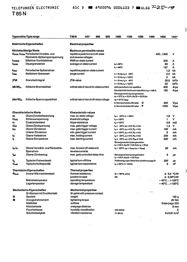 T85N1100 Telefunken Microelectronics