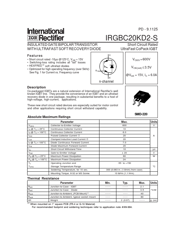 IRGBC20KD2-S International Rectifier