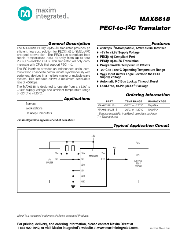 MAX6618 Maxim Integrated Products