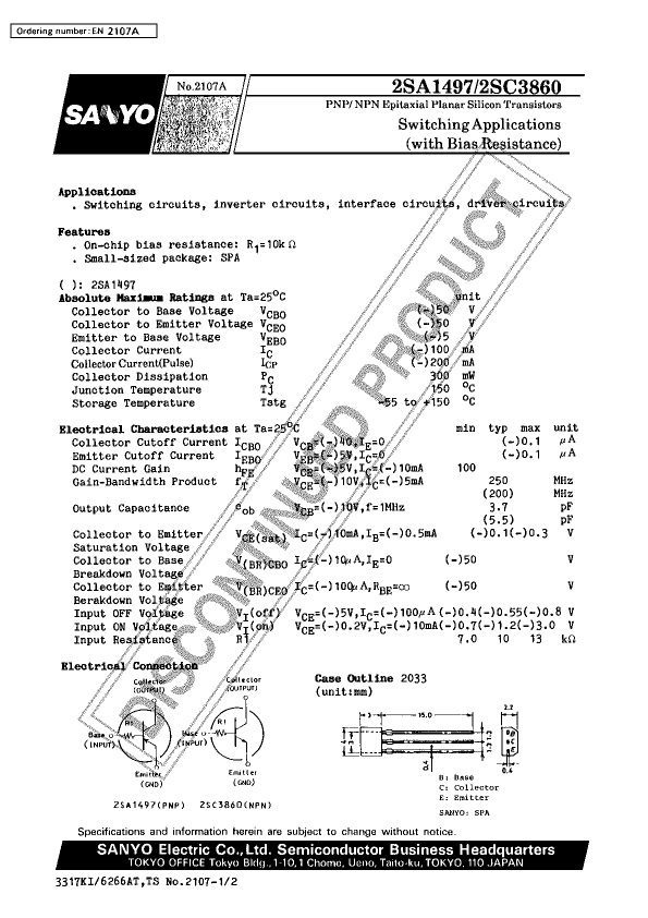 2SC3860 Sanyo Semicon Device