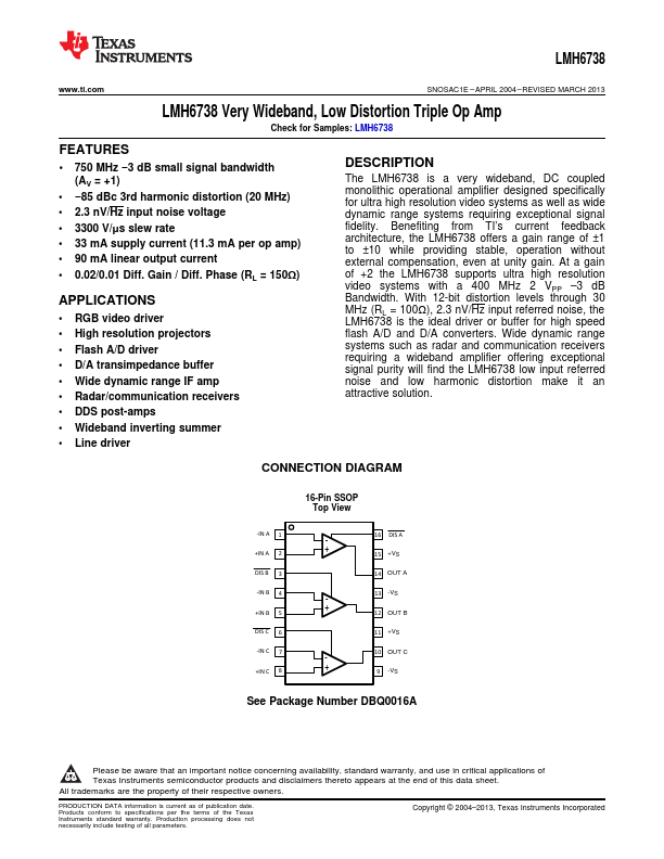 LMH6738 Texas Instruments