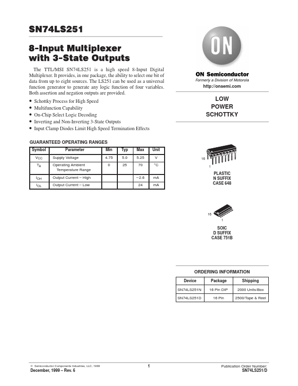 74LS251 ON Semiconductor