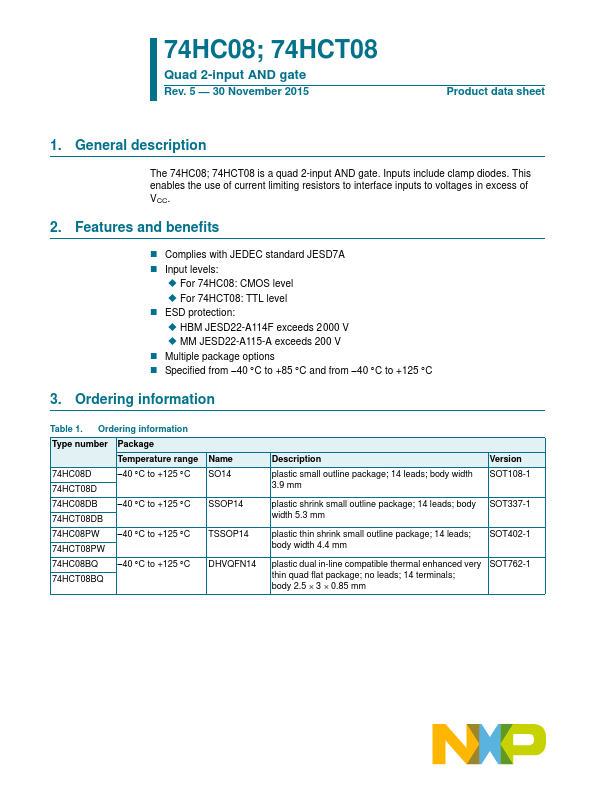 74HC08 NXP Semiconductors