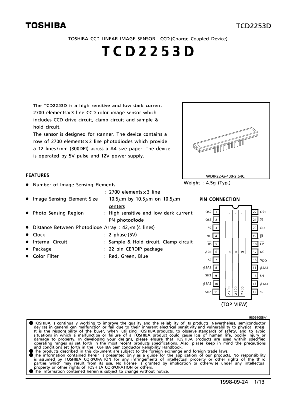 <?=TCD2253D?> डेटा पत्रक पीडीएफ