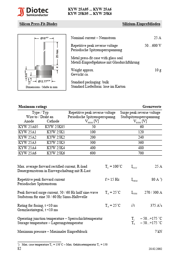 KYW25K05 Diotec Semiconductor