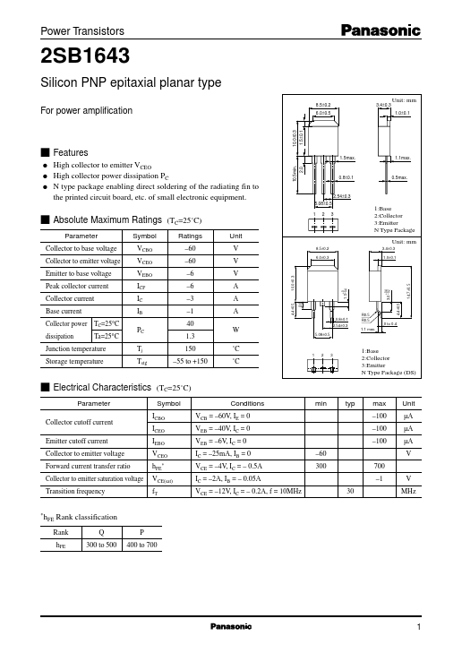 2SB1643 Panasonic Semiconductor