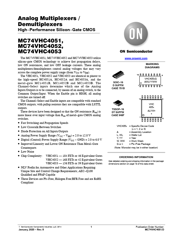 <?=MC74VHC4052?> डेटा पत्रक पीडीएफ