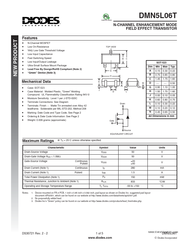 DMN5L06T Diodes Incorporated