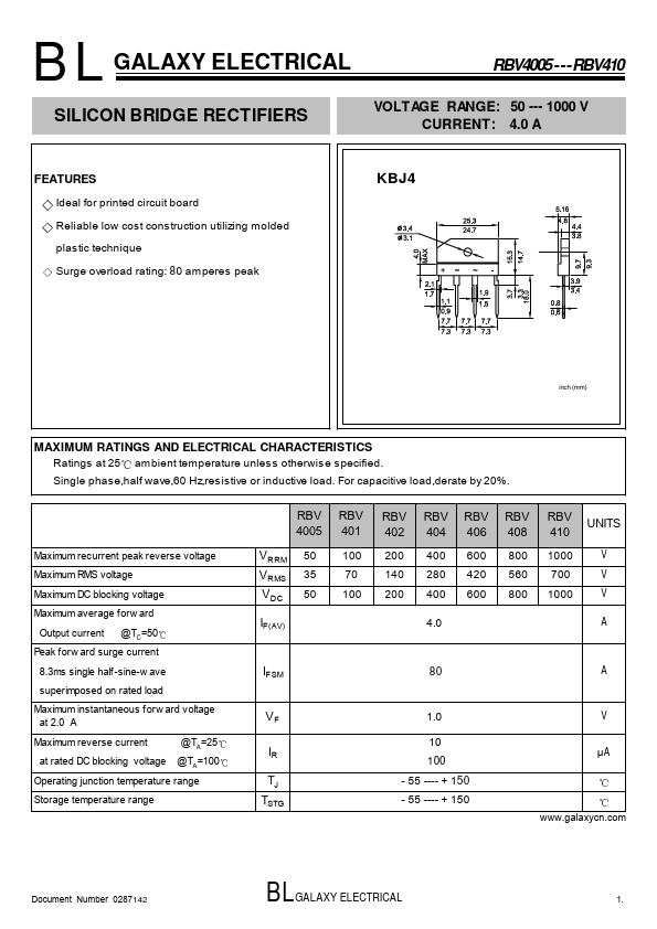 RBV4005 Galaxy Semi-Conductor