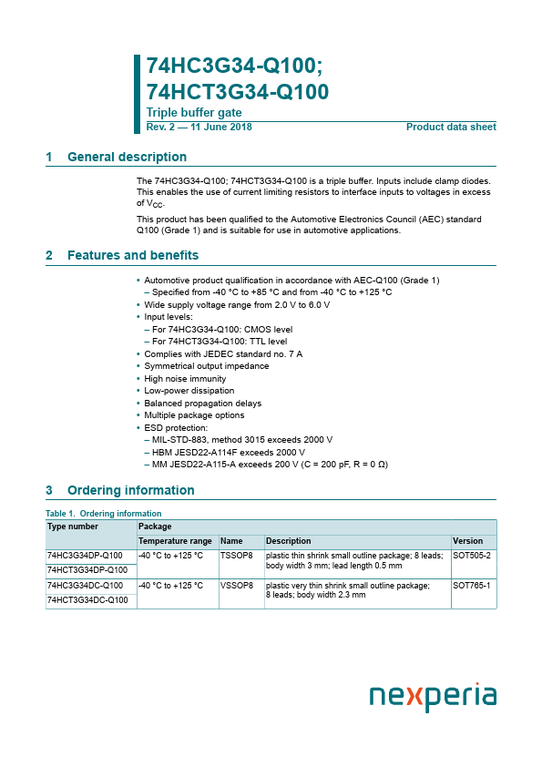 74HCT3G34-Q100 nexperia
