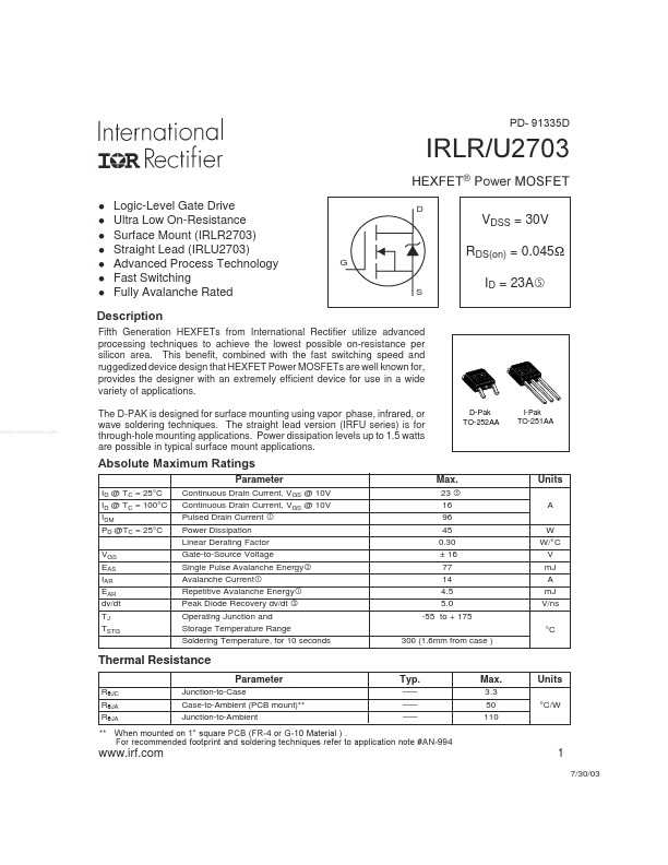 IRLU2703 International Rectifier