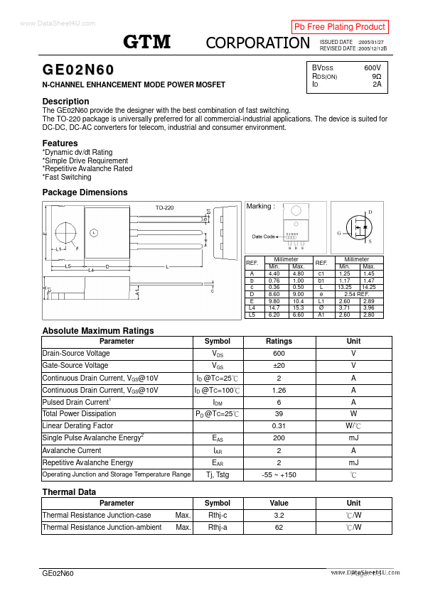 <?=GE02N60?> डेटा पत्रक पीडीएफ