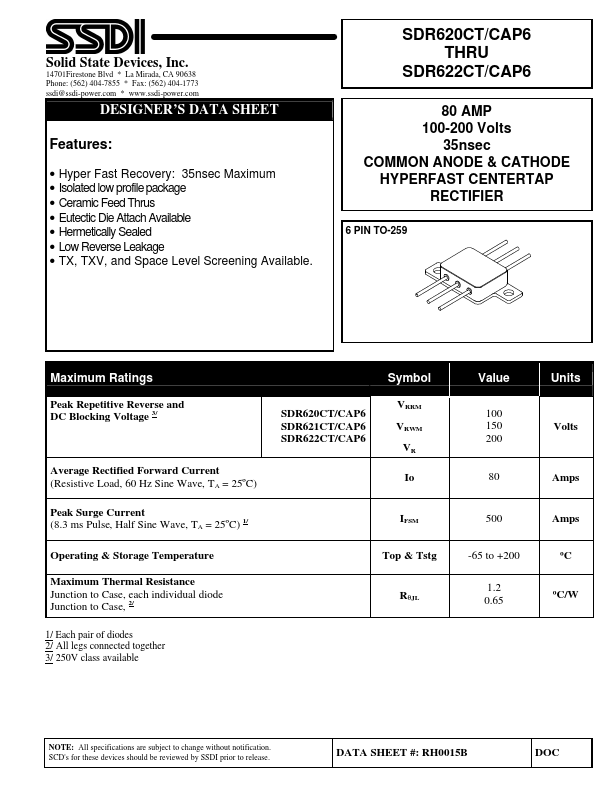 <?=SDR622CAP6?> डेटा पत्रक पीडीएफ