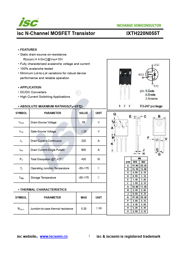 IXTH220N055T