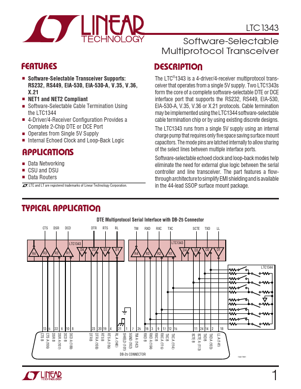 <?=LTC1343?> डेटा पत्रक पीडीएफ