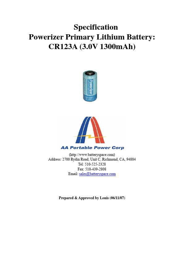 CR123A AA Portable Power