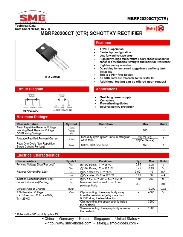 MBRF20200CT SMC-DIODE