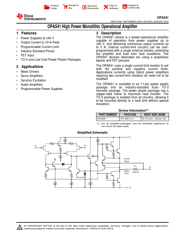 OPA541 Texas Instruments