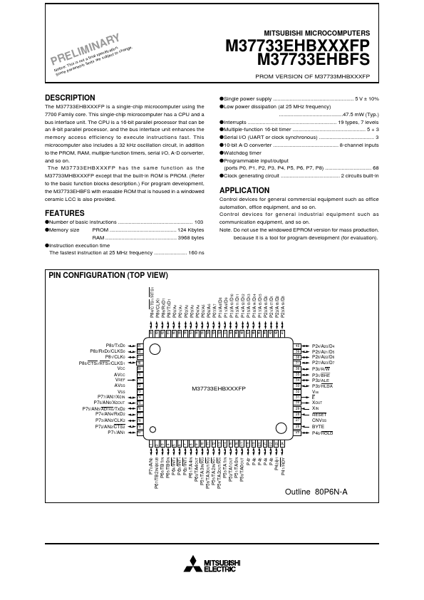 M37733EHB Mitsubishi