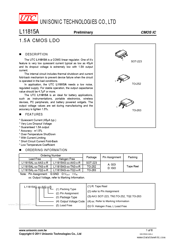 L11815A Unisonic Technologies