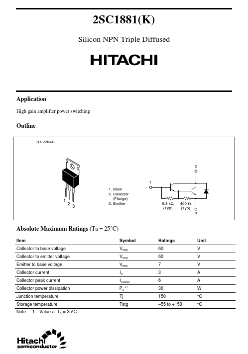 2SC1881K Hitachi Semiconductor