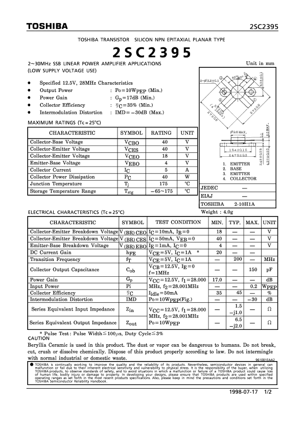 2SC2395 Toshiba Semiconductor