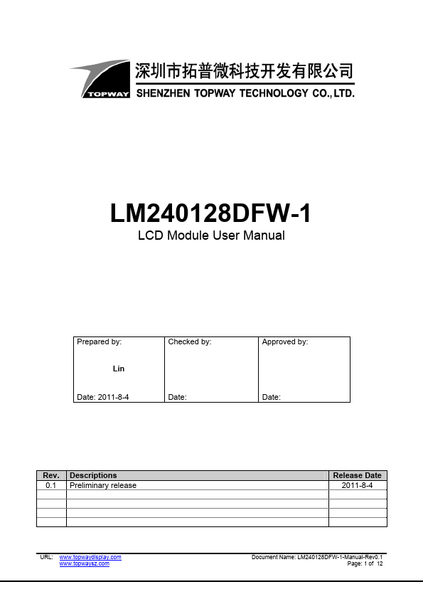 LM240128DFW-1 TOPWAY