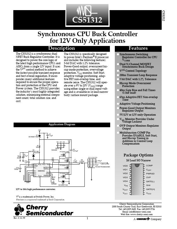 CS51312 Cherry Semiconductor Corporation