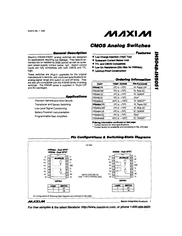 IH5048 Maxim Integrated Products