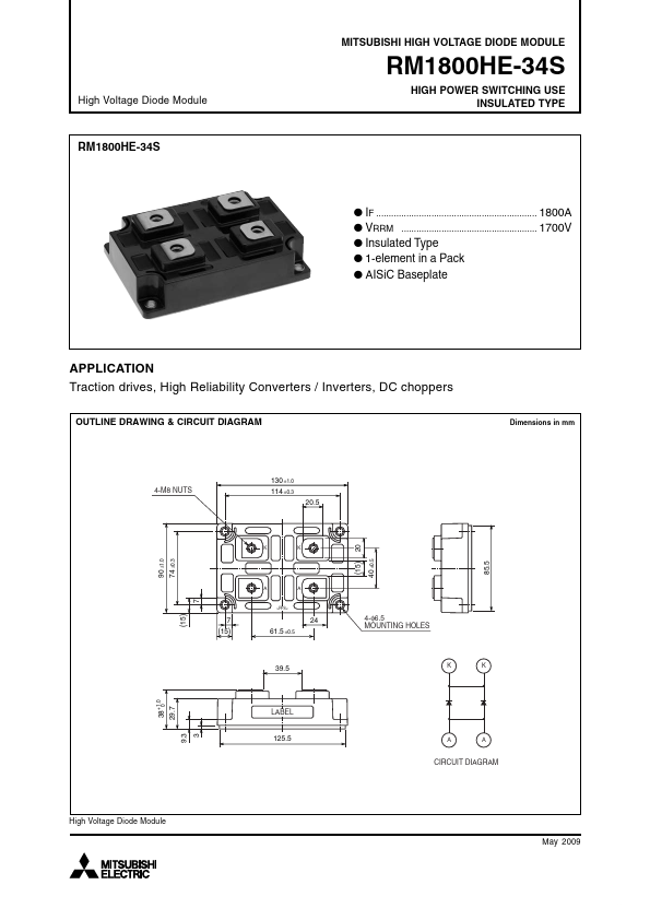 RM1800HE-34S Mitsubishi Electric Semiconductor