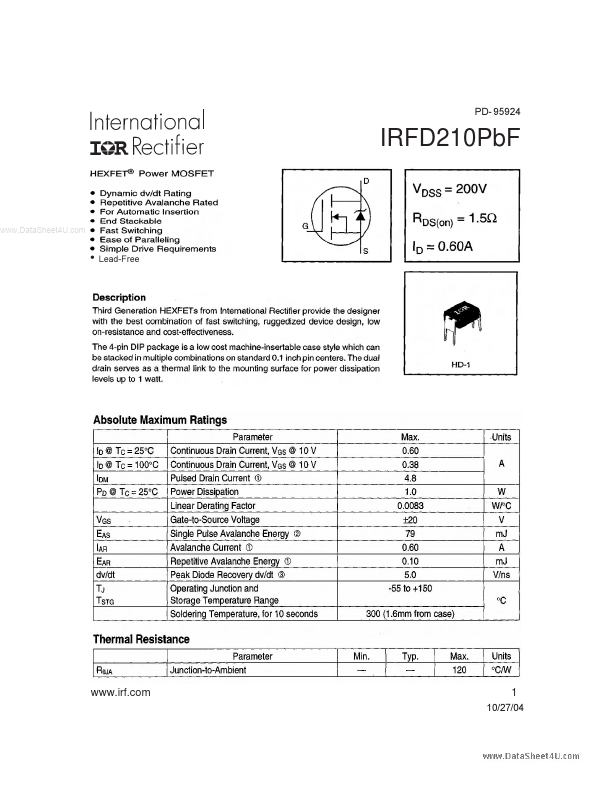 IRFD210PBF International Rectifier