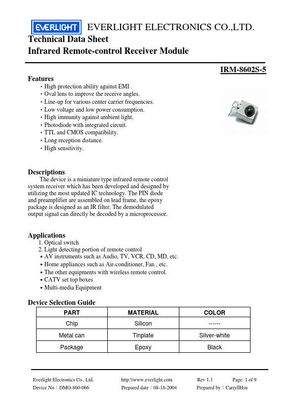 IRM-8602S-5 Everlight Electronics