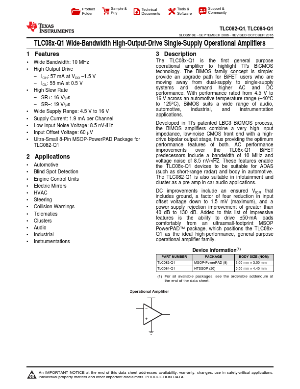 <?=TLC082-Q1?> डेटा पत्रक पीडीएफ