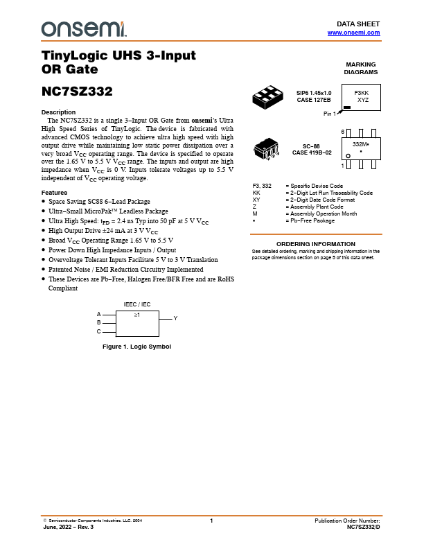 NC7SZ332 ON Semiconductor