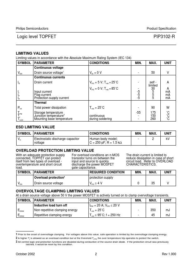 PIP3102-R Datasheet - LOGIC LEVEL TOPFET