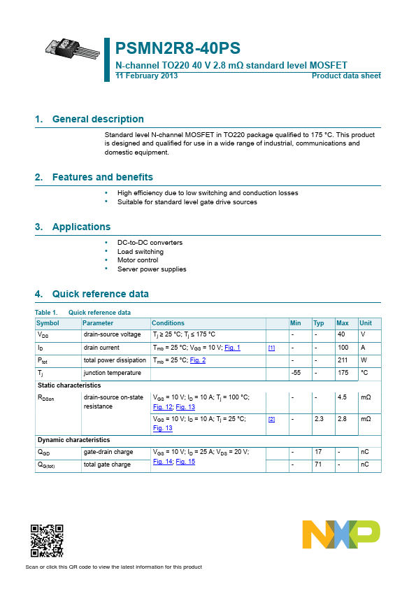 PSMN2R8-40PS NXP Semiconductors