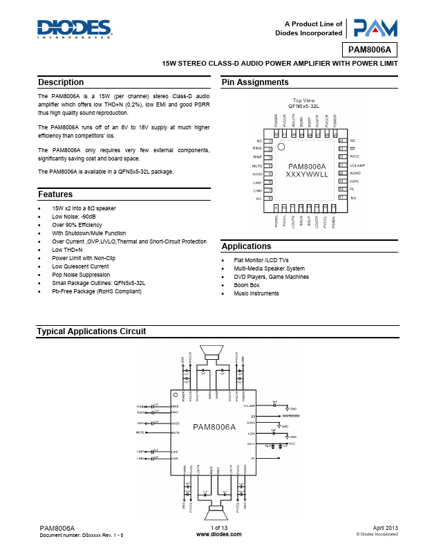 PAM8006A Diodes