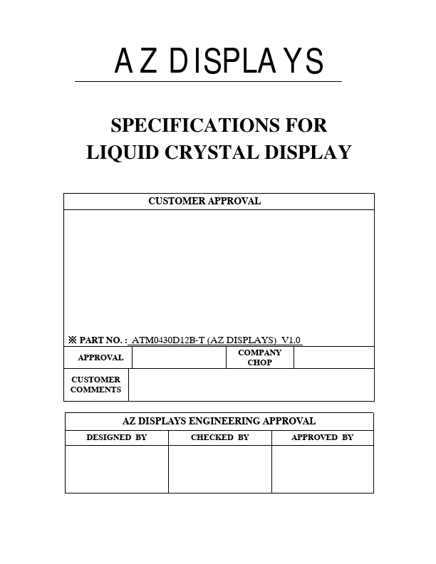 ATM0430D12B-T AZ Displays