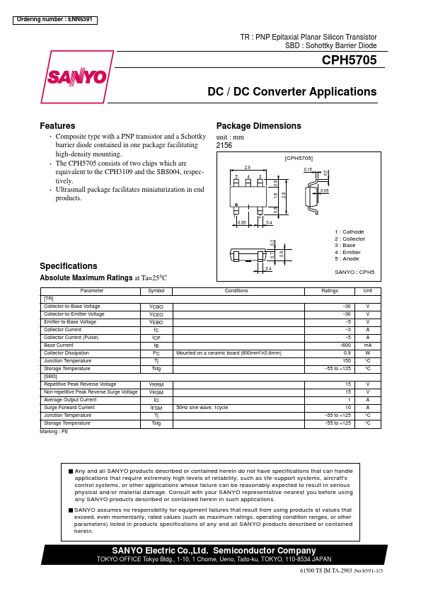 CPH5705 Sanyo Semicon Device