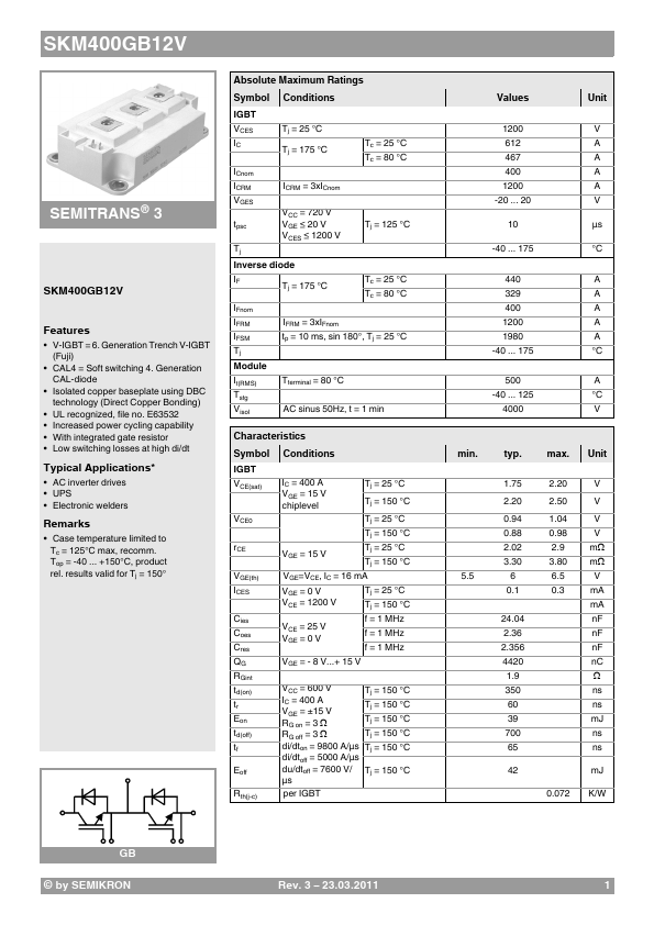 <?=SKM400GB12V?> डेटा पत्रक पीडीएफ